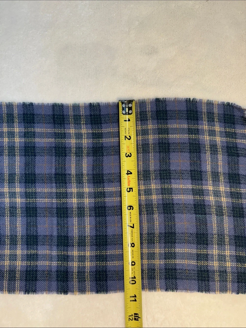 Irish County Tartan purple and blue plaid wool scarf.